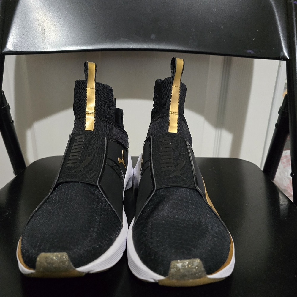 Puma Fierce Black- Gold shoes Used once